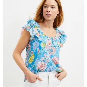 Loft Garden Floral Ruffle Top